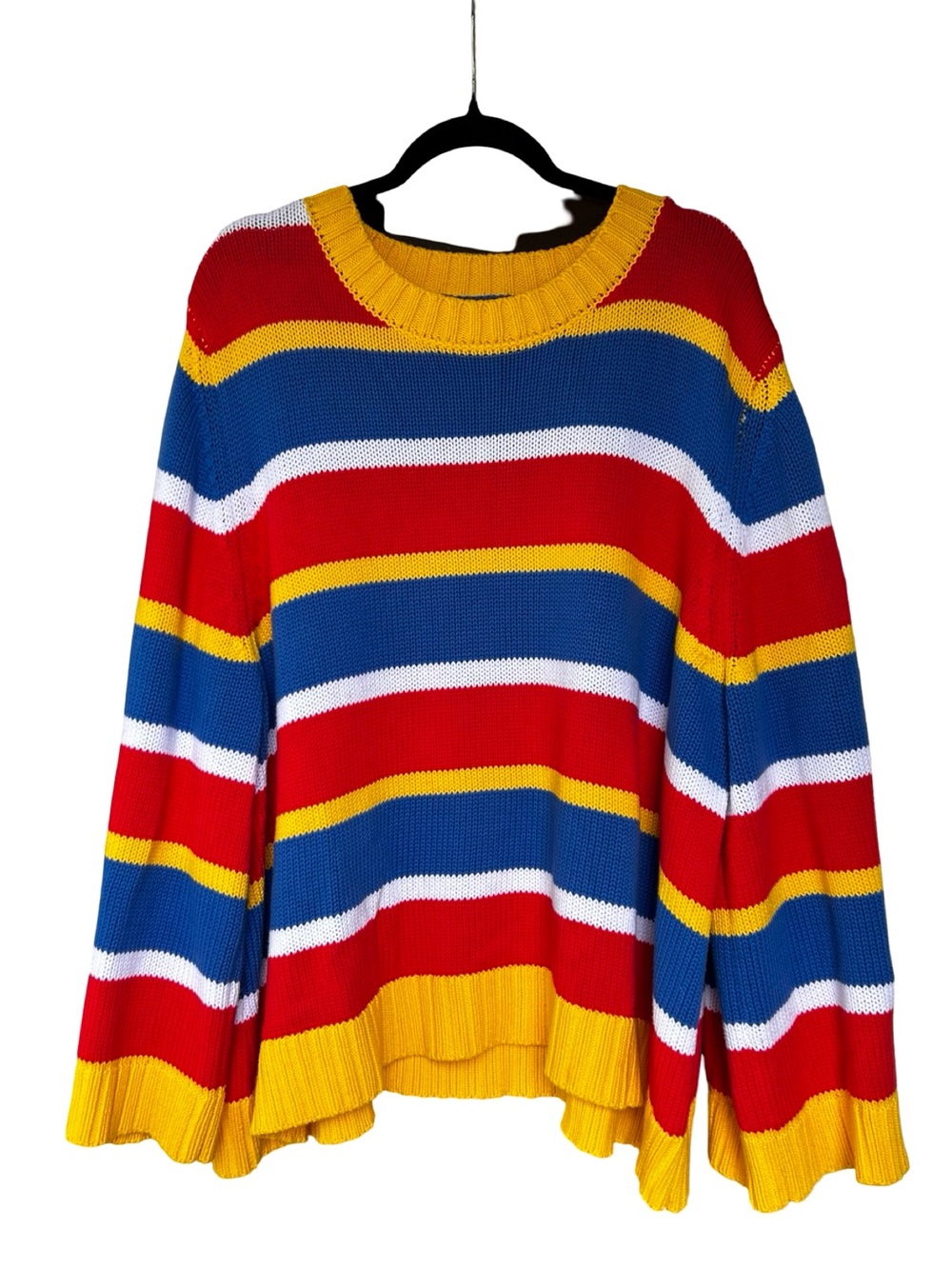 Shiny by Nature Chunky Knit Striped Sweater 2XL Primary Colors Colorblock Cozy